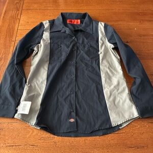 NWT Dickies Navy and Gray button up